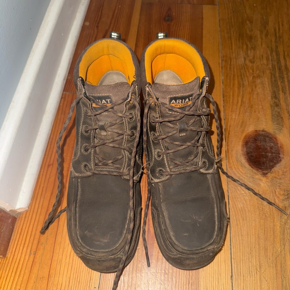 Ariat Brown and Orange Moc Toe Boots